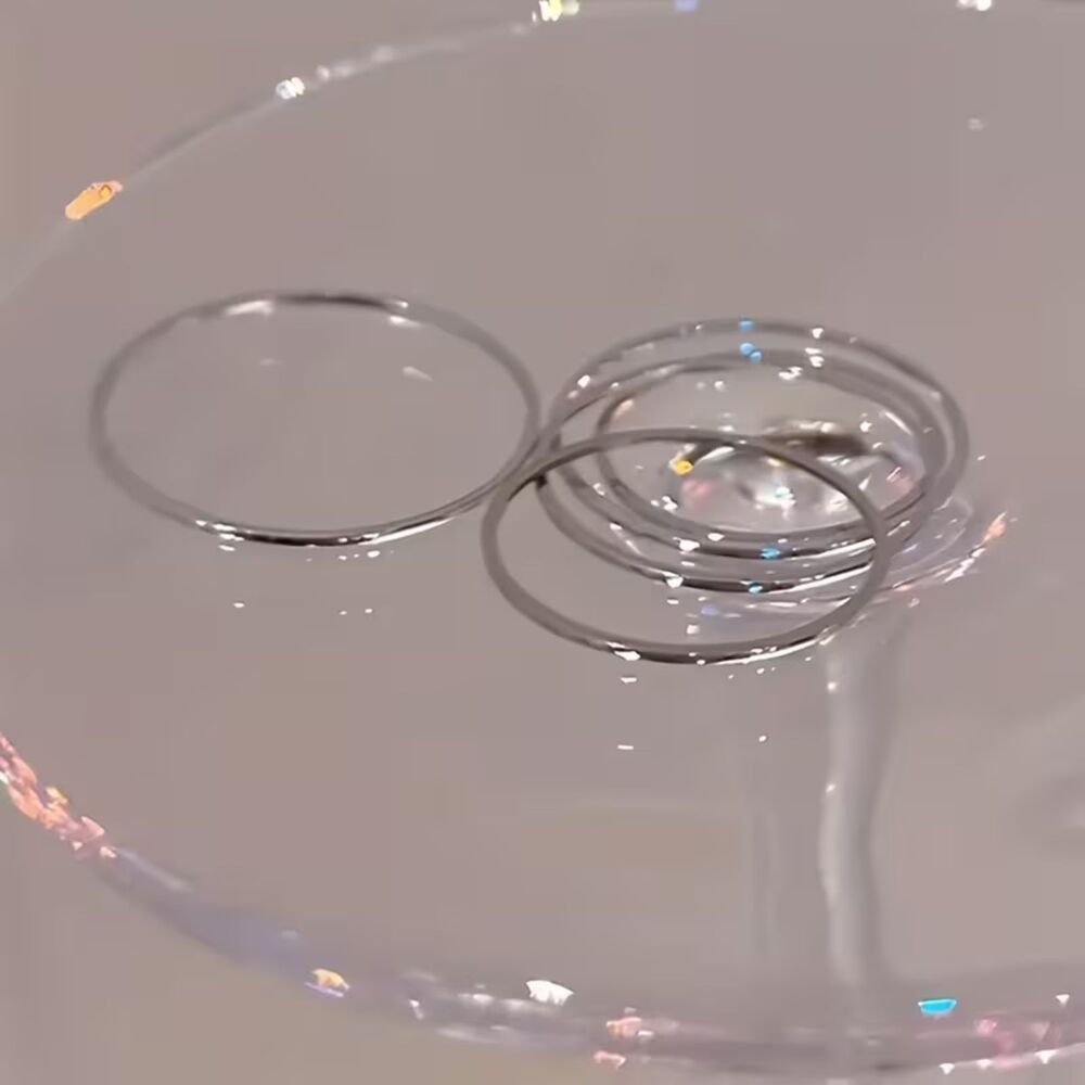 Set of 5 Simple Silver Band Ring Bundle Dainty Thin Stackable Classic Jewelry